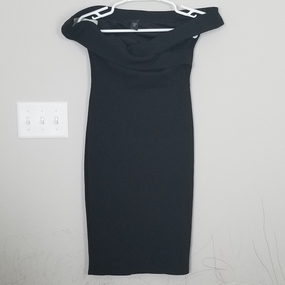 Gibiu Elegant Black Off-Shoulder Women's Bodycon Dress Extra Small